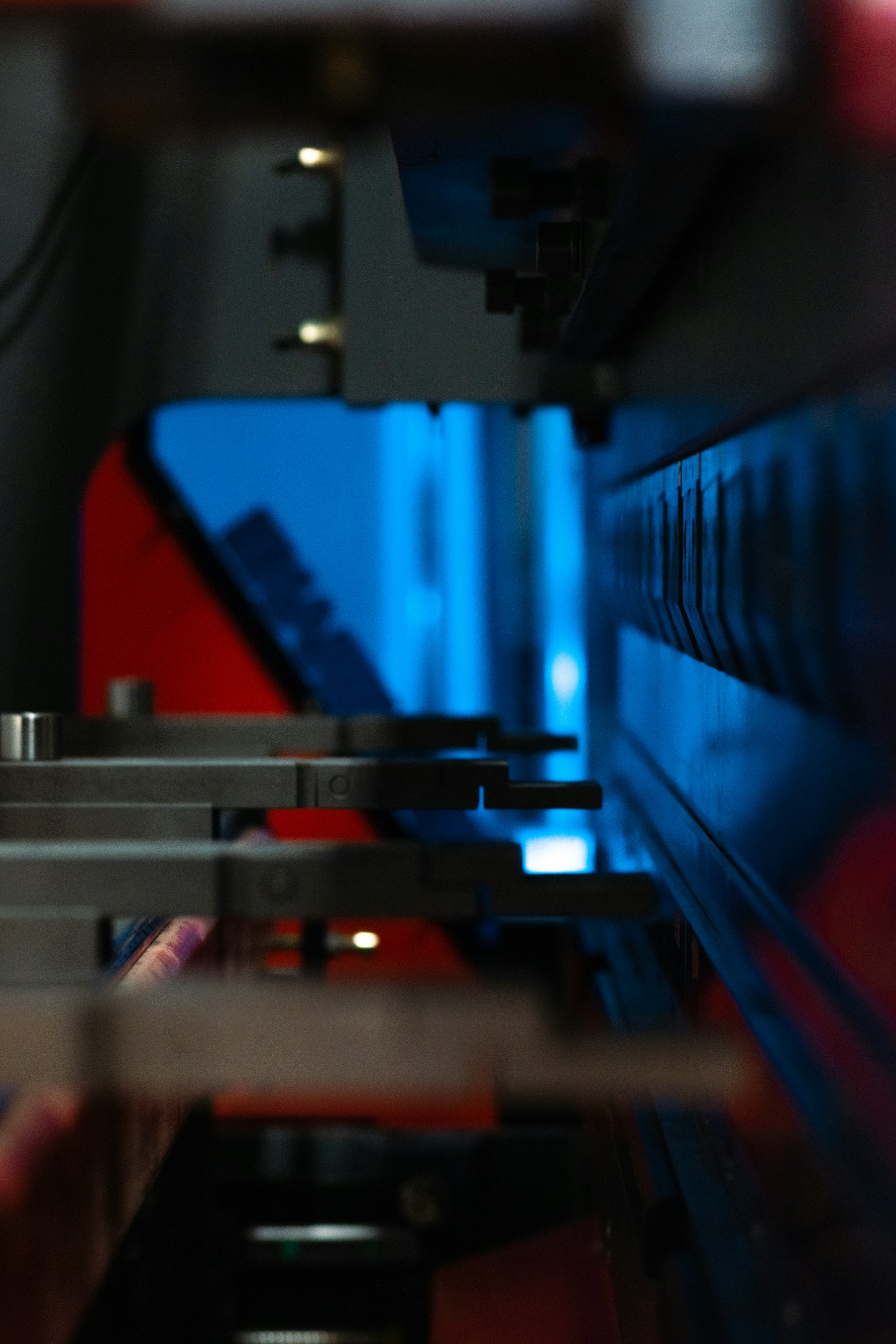 CNC press brake forming sheet under the work light